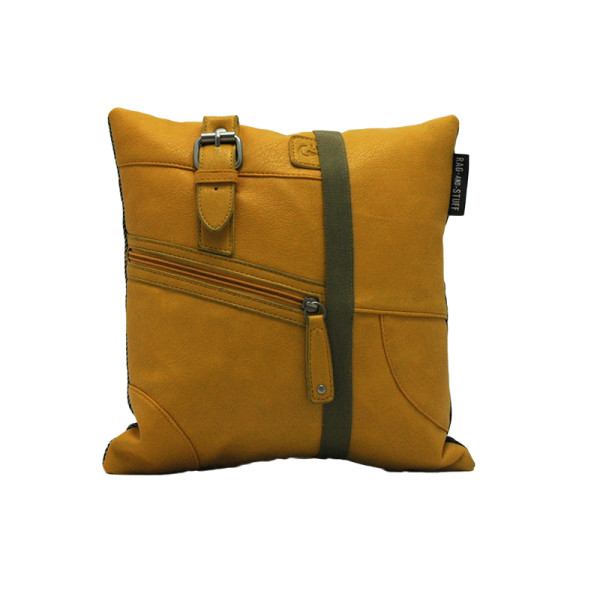 Vintage yellow bag kussen klein voorkant